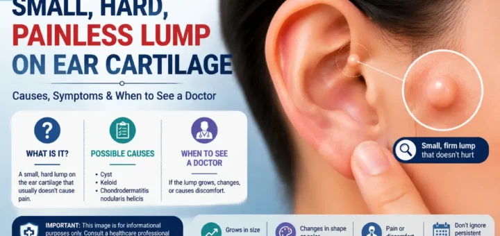small hard painless lump on ear cartilage